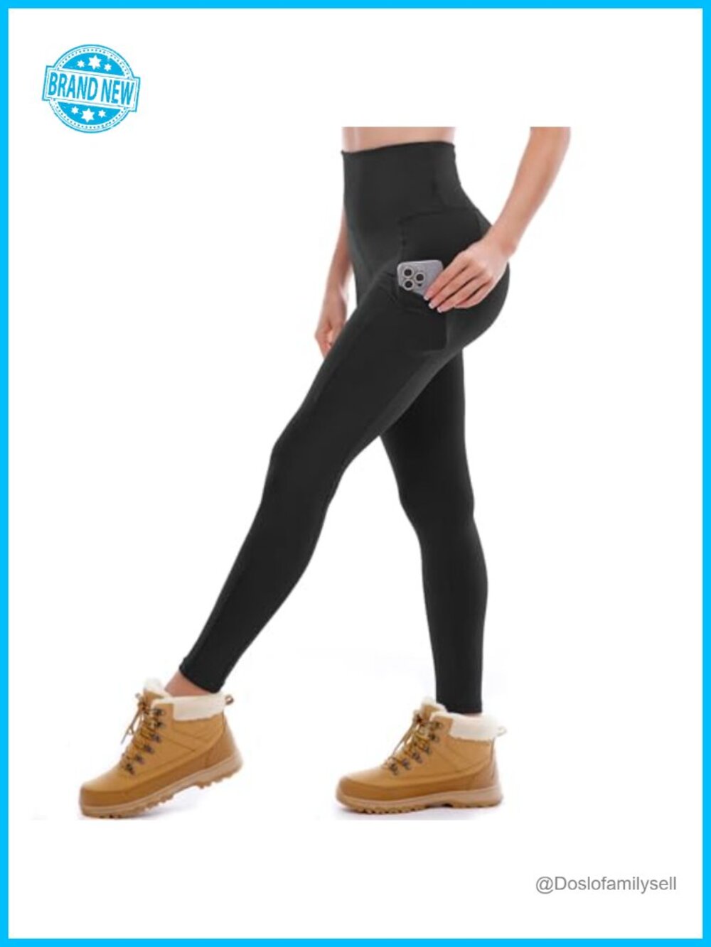 Fleece Lined High Waisted Leggings with Pockets for Women